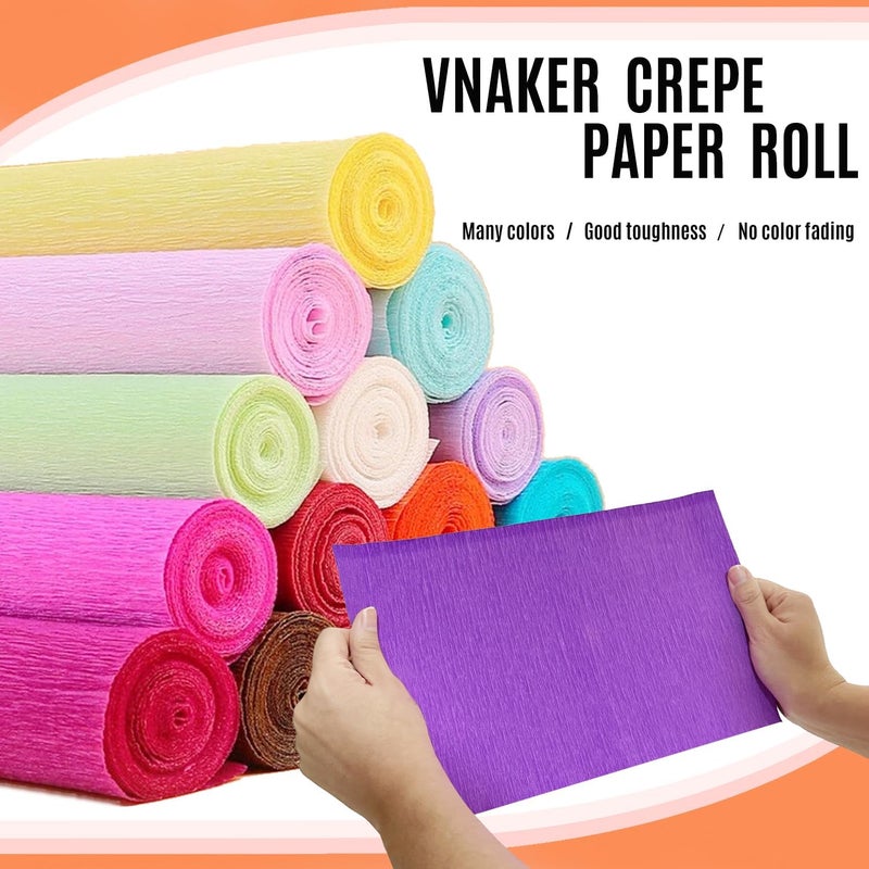 VNAKER Crepe Paper Roll Red Orange, 9.8Inch x 8.2Ft/3Rolls Crepe Paper Sheet for Flower Making, Valentine's Day, Wedding Ceremony, Birthday Holiday Halloween Thanksgiving Party Decoration,DIY Craft - Image 4